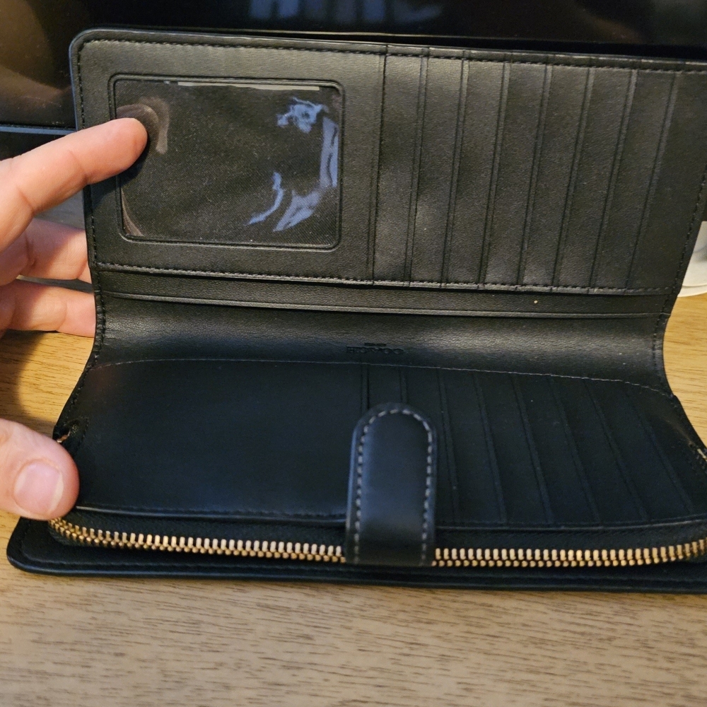 Coach Black Leather Wallet with Gold Accent - Picture 3 of 3